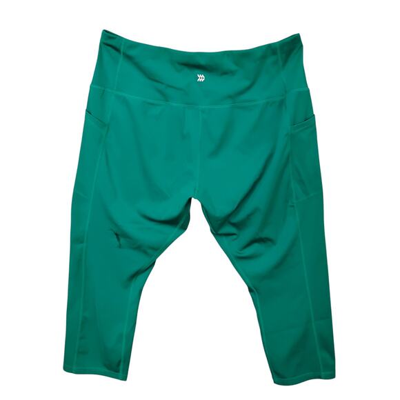 All In Motion Cropped Leggings Size XXL Green 2 Side Pockets Infinite Drawstring - Picture 4 of 7
